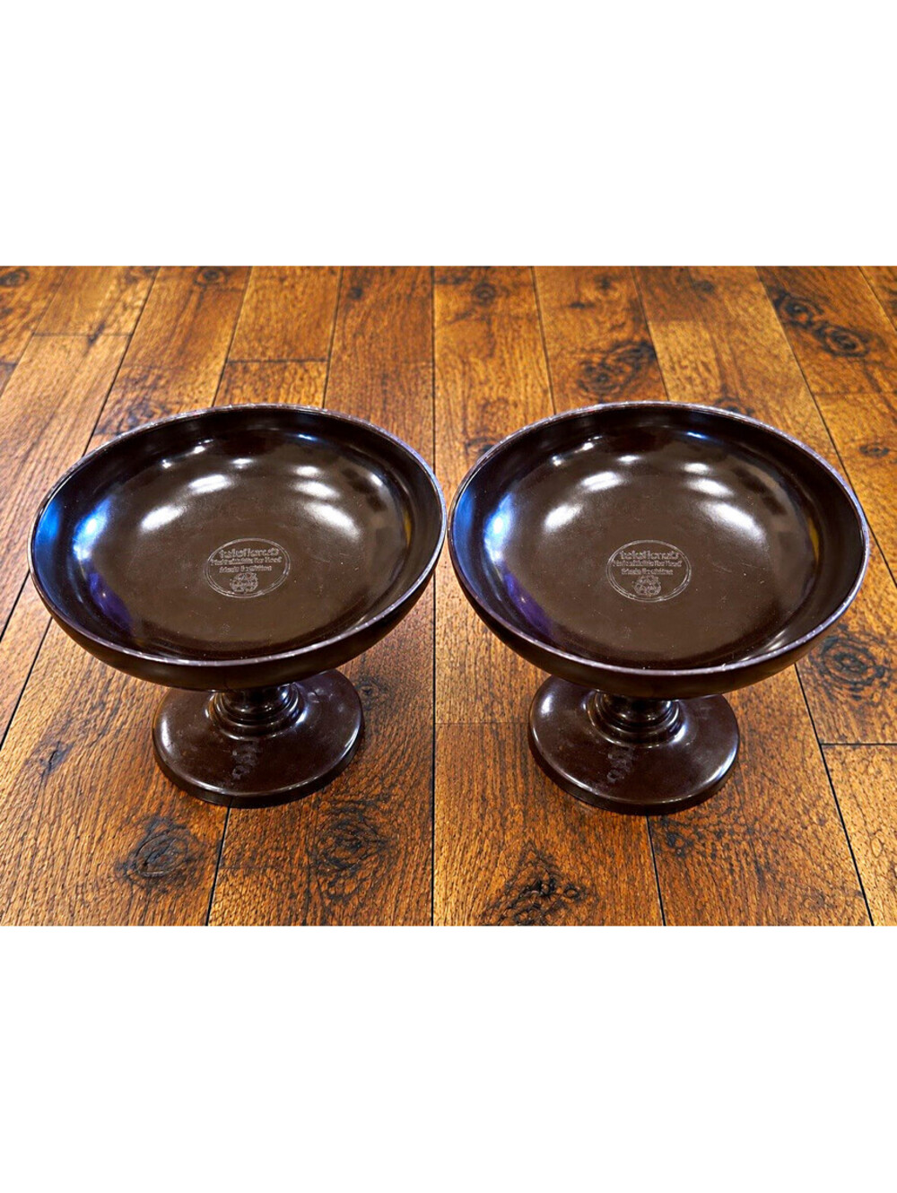 Autumn Leaf Brown Pedestal Compote Bowls Set of 2